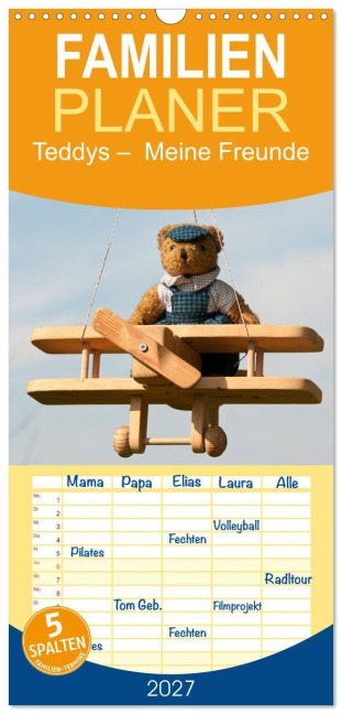 Familienplaner 2027 - Teddys Meine Freunde mit 5 Spalten (Wandkalender, 21 x 45 cm) CALVENDO - Meike Bölts