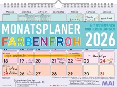 Cover-Bild zum Titel 'Monatsplaner Farbenfroh 2026 29,7x21 1M/1S' von ''