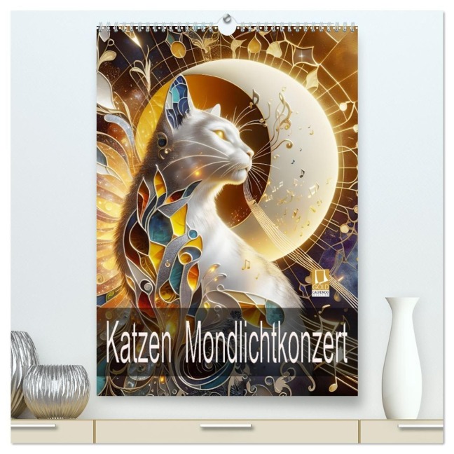 Katzen Mondlichtkonzert (hochwertiger Premium Wandkalender 2027 DIN A2 hoch), Kunstdruck in Hochglanz - Dusanka Djeric