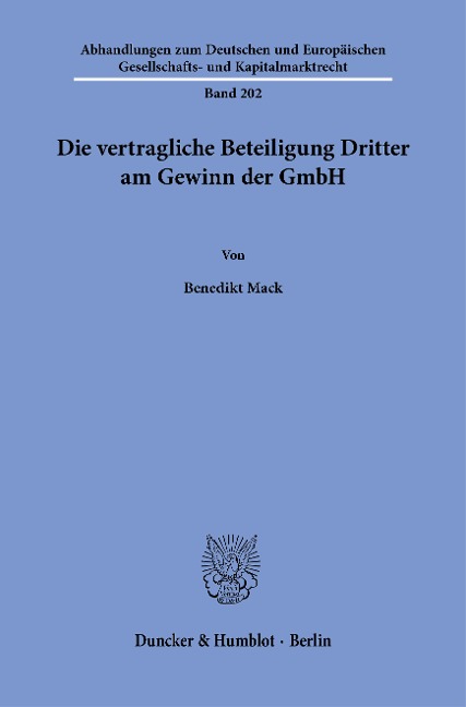 Die vertragliche Beteiligung Dritter am Gewinn der GmbH. - Benedikt Mack