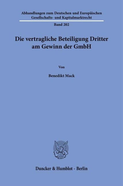 Die vertragliche Beteiligung Dritter am Gewinn der GmbH. - Benedikt Mack