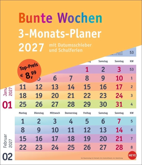 Bunte Wochen 3-Monatsplaner 2027 - 