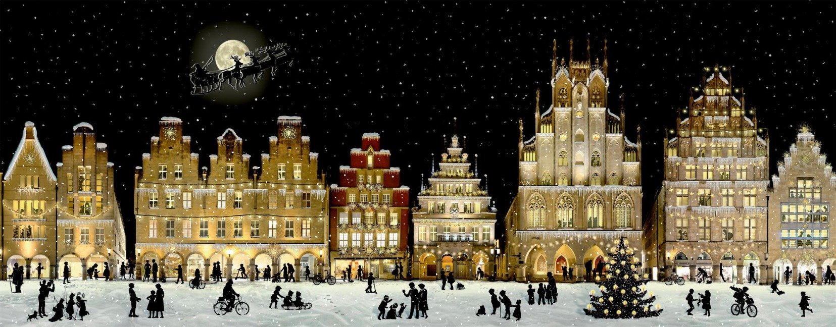 Wandkalender Weihnachtliches Stadtpanorama -  Wandkalender Weihnachtliches Stadtpanorama -