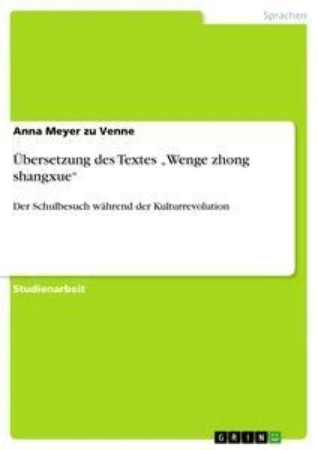 Übersetzung des Textes "Wenge zhong shangxue" - Anna Meyer Zu Venne