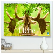 Cover-Bild zum Titel 'Elche: Nordische Riesen (hochwertiger Premium Wandkalender 2026 DIN A2 quer), Kunstdruck in Hochglanz' von 'Calvendo Calvendo'