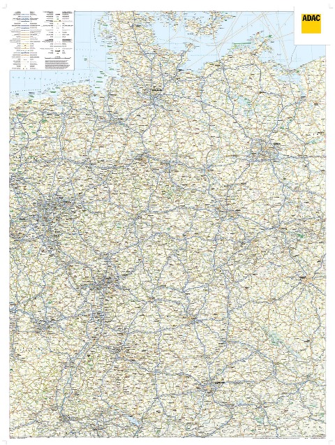 ADAC LänderKarte Deutschland 1:650 000, plano in Hülse - 