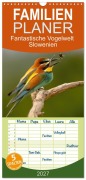 Cover-Bild zum Titel 'Familienplaner 2027 - Fantastische Vogelwelt Slowenien mit 5 Spalten (Wandkalender, 21 x 45 cm) CALVENDO' von 'Stephan Peyer'
