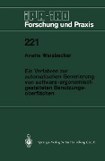 Cover-Bild zum Titel 'Ein Verfahren zur automatischen Generierung von software-ergonomisch gestalteten Benutzungsoberflächen' von 'Anette Weisbecker'