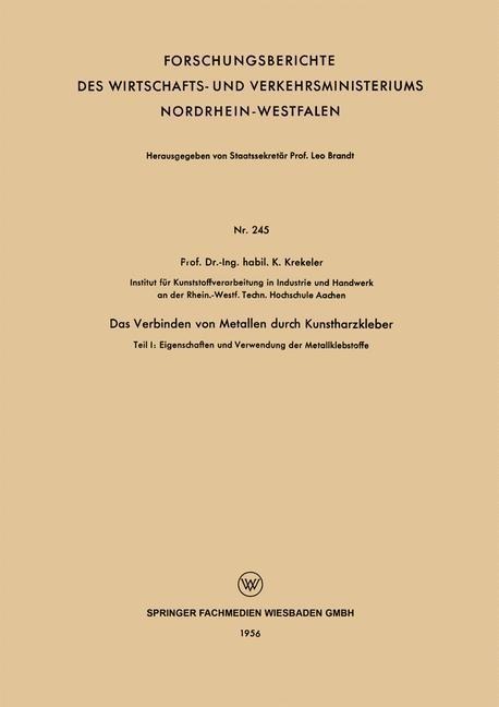 Das Verbinden von Metallen durch Kunstharzkleber - K. Krekeler