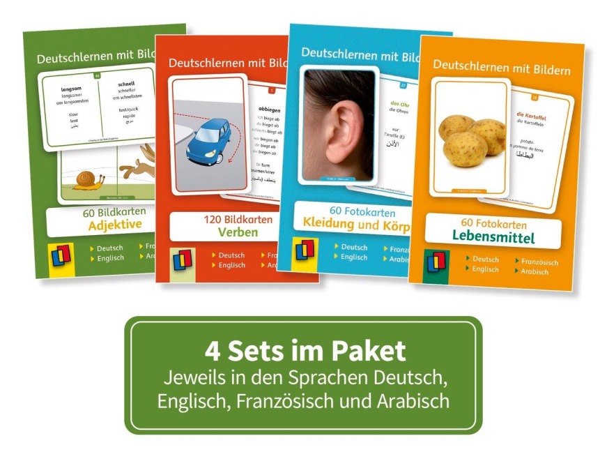 4er Paket: Deutschlernen mit Bildern - Deutsch, Englisch, Französisch & Arabisch - 