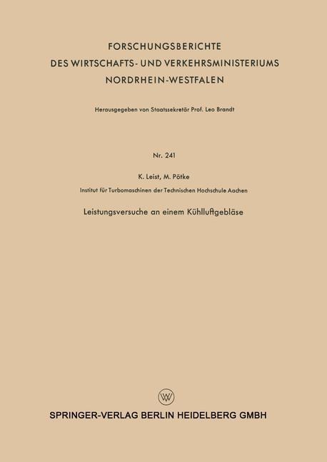 Leistungsversuche an einem Kühlluftgebläse - Karl Leist