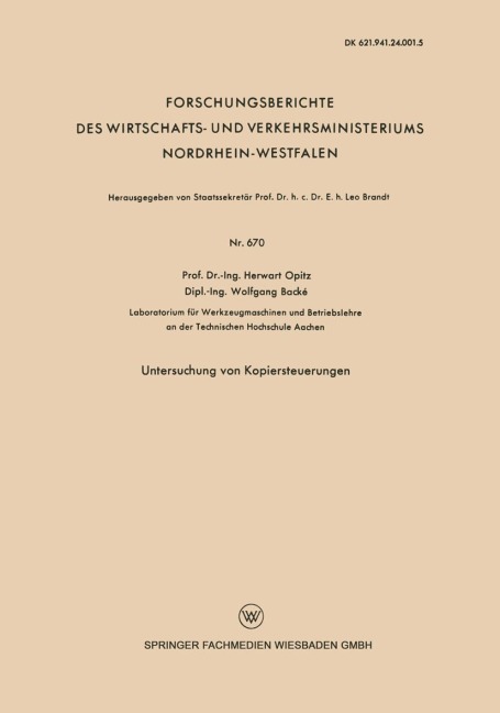 Untersuchung von Kopiersteuerungen - Herwart Opitz