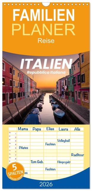 Familienplaner 2026 - Italien - einzigartige Motive mit 5 Spalten (Wandkalender, 21 x 45 cm) CALVENDO - Benjamin Lederer