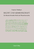 Recht und Gemeinschaft - Friedrich Weißbach