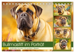 Bullmastiff im Porträt. Kraftvolle Hunde mit sanftem Wesen (Tischkalender 2026 DIN A5 quer), CALVENDO Monatskalender - Rose Hurley