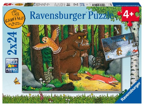 Ravensburger Kinderpuzzle 05227 - Der Waldspaziergang - 2x24 Teile Grüffelo Puzzle für Kinder ab 4 Jahren - 