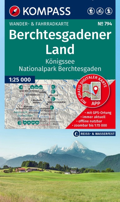 KOMPASS Wanderkarte 794 Berchtesgadener Land, Königssee, Nationalpark Berchtesgaden 1:25.000 - 