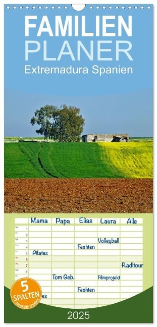 Familienplaner 2025 - Extremadura Spanien mit 5 Spalten (Wandkalender, 21 x 45 cm) CALVENDO - Insideportugal Insideportugal