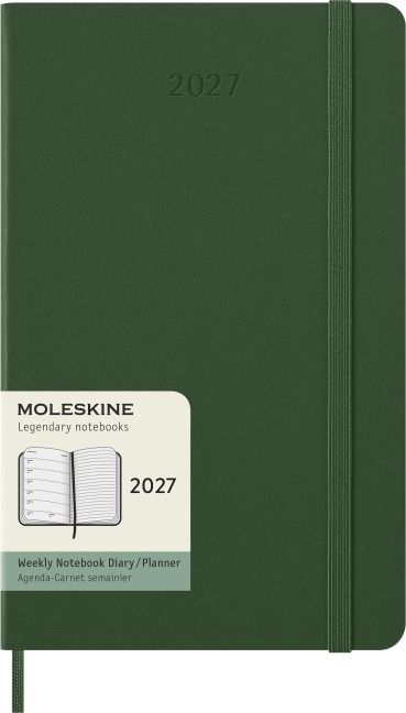 Moleskine 12 Monate Wochen Notizkalender 2027, Large/A5, 1 Wo = 1 Seite, rechts linierte Seite, Fester Einband, Myrtengrün - 