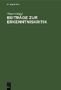 Cover-Bild zum Titel 'Beiträge zur Erkenntniskritik' von 'Walter Kinkel'