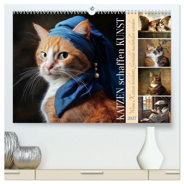 Katzen schaffen Kunst (hochwertiger Premium Wandkalender 2027 DIN A2 quer), Kunstdruck in Hochglanz - Sabine Löwer