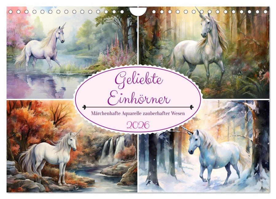 Geliebte Einhörner (Wandkalender 2026 DIN A4 quer), CALVENDO Monatskalender - Sabine Löwer