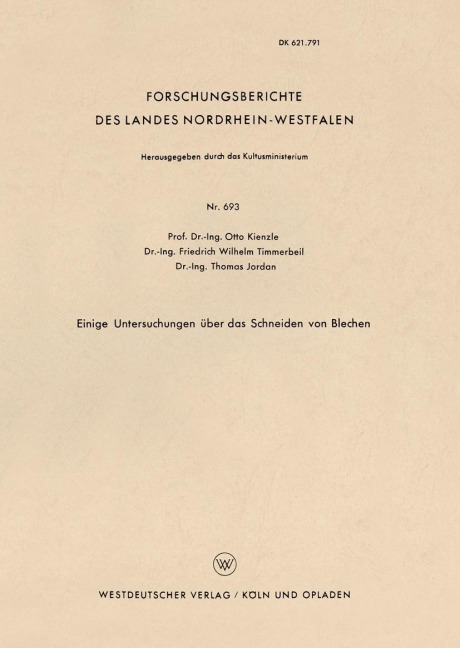 Einige Untersuchungen über das Schneiden von Blechen - Otto Kienzle