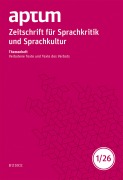 Cover-Bild zum Titel 'Aptum, Zeitschrift für Sprachkritik und Sprachkultur 22. Jahrgang. 2026, Heft 1' von ''