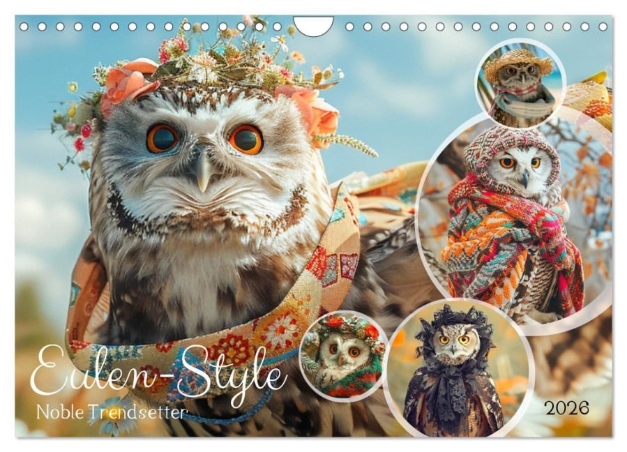 Eulen-Style. Noble Trendsetter (Wandkalender 2026 DIN A4 quer), CALVENDO Monatskalender - Rose Hurley