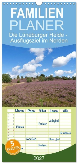 Familienplaner 2027 - Die Lüneburger Heide - Ausflugsziel im Norden mit 5 Spalten (Wandkalender, 21 x 45 cm) CALVENDO - Siegfried Kuttig