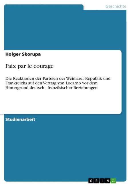 Paix par le courage - Holger Skorupa