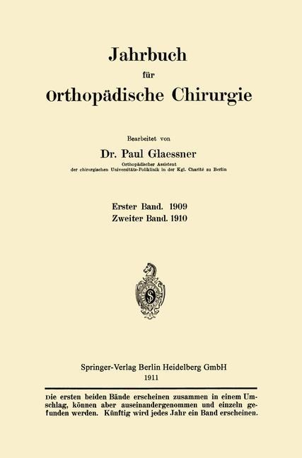 Jahrbuch für orthopädische Chirurgie - Paul Glaessner