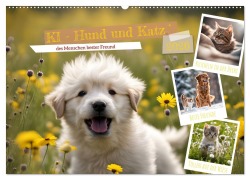 KI - Hund und Katz `des Menschen bester Freund (Wandkalender 2026 DIN A2 quer), CALVENDO Monatskalender - Claudia Schimmack