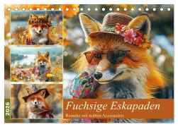 Cover-Bild zum Titel 'Fuchsige Eskapaden. Reineke mit noblen Accessoires (Tischkalender 2026 DIN A5 quer), CALVENDO Monatskalender' von 'Rose Hurley'