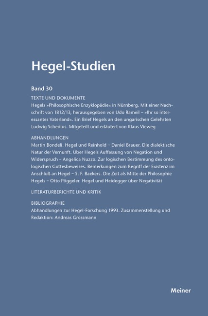 Hegel-Studien Band 30 - 