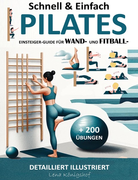 Schnell & Einfach Einsteiger-Guide Für Wand- Und Fitball- Pilates | Detailliert Illustriert + 200 Übungen (HOME FITNESS, #1) - Lena Königshof