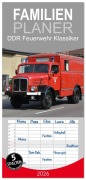 Cover-Bild zum Titel 'Familienplaner 2026 - DDR Feuerwehr Klassiker mit 5 Spalten (Wandkalender, 21 x 45 cm) CALVENDO' von 'Sven Kläser'