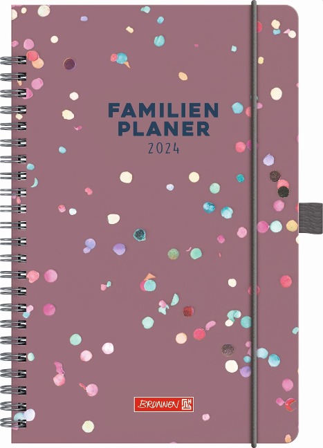 BRUNNEN 1070290014 Familienplaner Buchkalender Familienplaner 2024 "Confetti" 2 Seiten = 1 Woche Blattgröße 14,8 x 21 cm, Buchgröße 15 x 23 cm Hardcover - 