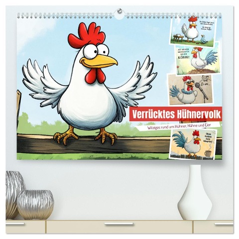 Verrücktes Hühnervolk (hochwertiger Premium Wandkalender 2025 DIN A2 quer), Kunstdruck in Hochglanz - Sabine Löwer