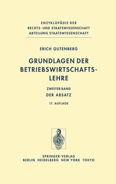Grundlagen der Betriebswirtschaftslehre - Erich Gutenberg