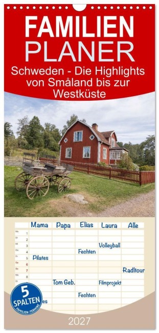 Familienplaner 2027 - Schweden - Die Highlights von Småland bis zur Westküste mit 5 Spalten (Wandkalender, 21 x 45 cm) CALVENDO - Martin Winzer