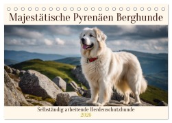 Cover-Bild zum Titel 'Majestätische Pyrenäen Berghunde (Tischkalender 2026 DIN A5 quer), CALVENDO Monatskalender' von 'Claudia Kleemann'
