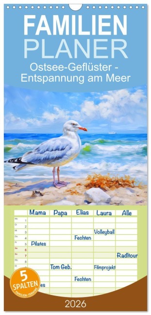 Familienplaner 2026 - Ostsee-Geflüster - Entspannung am Meer mit 5 Spalten (Wandkalender, 21 x 45 cm) CALVENDO - Anja Frost