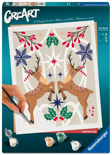 CreArt, Malen nach Zahlen Adults Trend - Weihnachtlicher Hirsch - 
