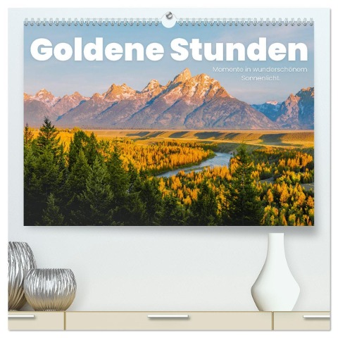 Goldene Stunden - Momente in wunderschönem Sonnenlicht. (hochwertiger Premium Wandkalender 2024 DIN A2 quer), Kunstdruck in Hochglanz - Sf Sf