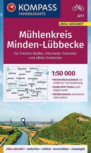 KOMPASS Fahrradkarte 3217 Mühlenkreis Minden-Lübbecke 1:50.000