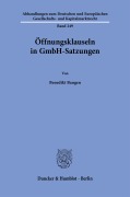 Cover-Bild zum Titel 'Öffnungsklauseln in GmbH-Satzungen' von 'Benedikt Bangen'