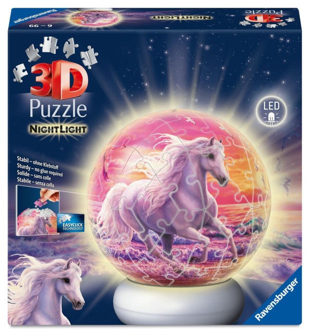 3D Puzzle-Ball Nachtlicht Pferde am Strand - 