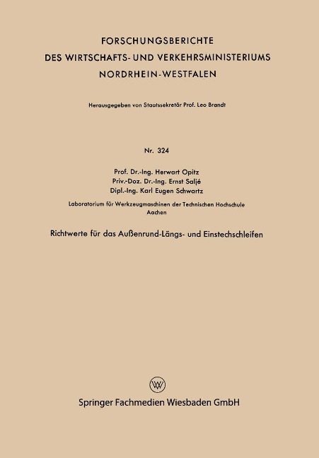 Richtwerte für das Außenrund-Längs- und Einstechschleifen - Herwart Opitz