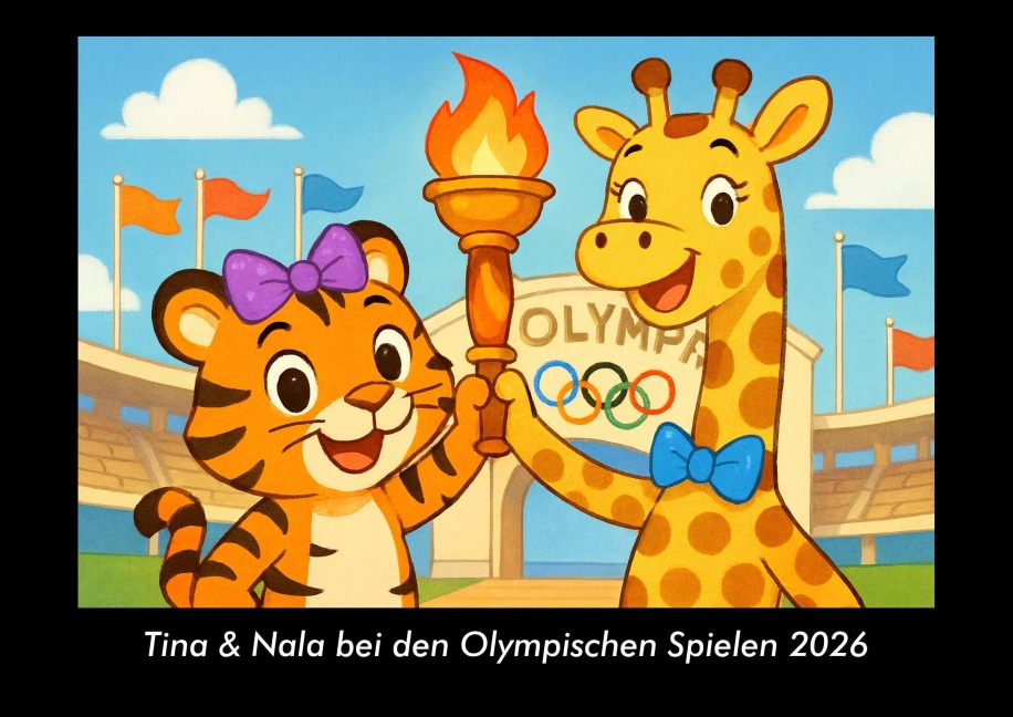 Tina & Nala bei den Olympischen Spielen 2026 Fotokalender DIN A3 - Kevin Heber, Tobias Schmitt